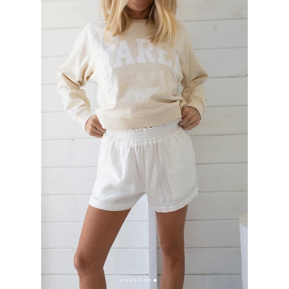 MAREA by Liz Joy NEW Oyster Cropped Pullover Sweater Medium Fisherman Summer